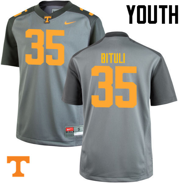 Youth #35 Daniel Bituli Tennessee Volunteers College Football Jerseys-Gray